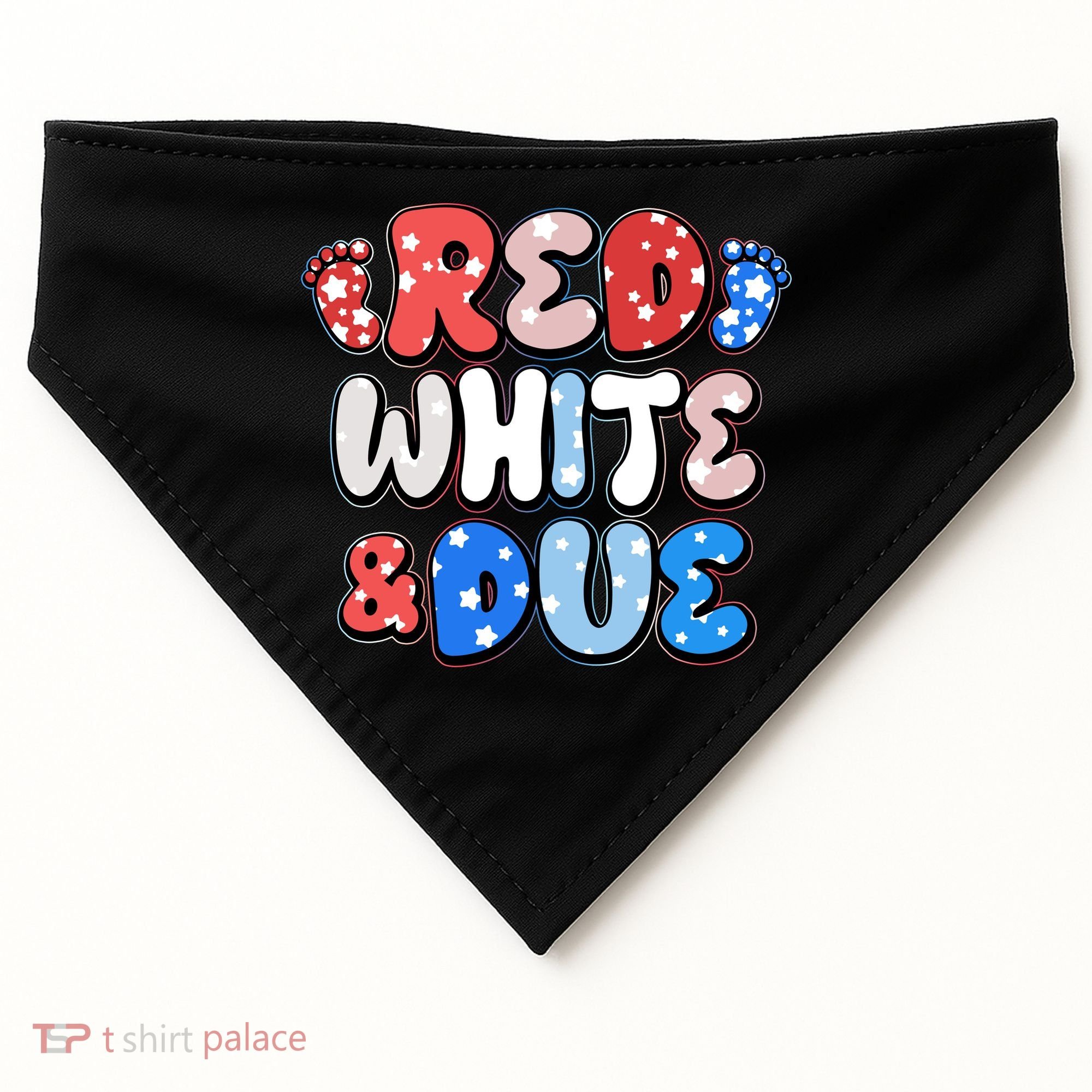 Cute Patriotic Red White And Due New Baby USA-Made Doggie Bandana
