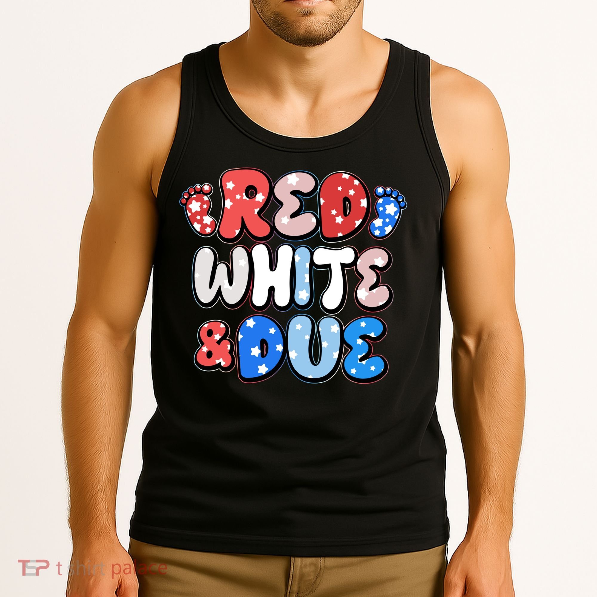 Cute Patriotic Red White And Due New Baby Tank Top