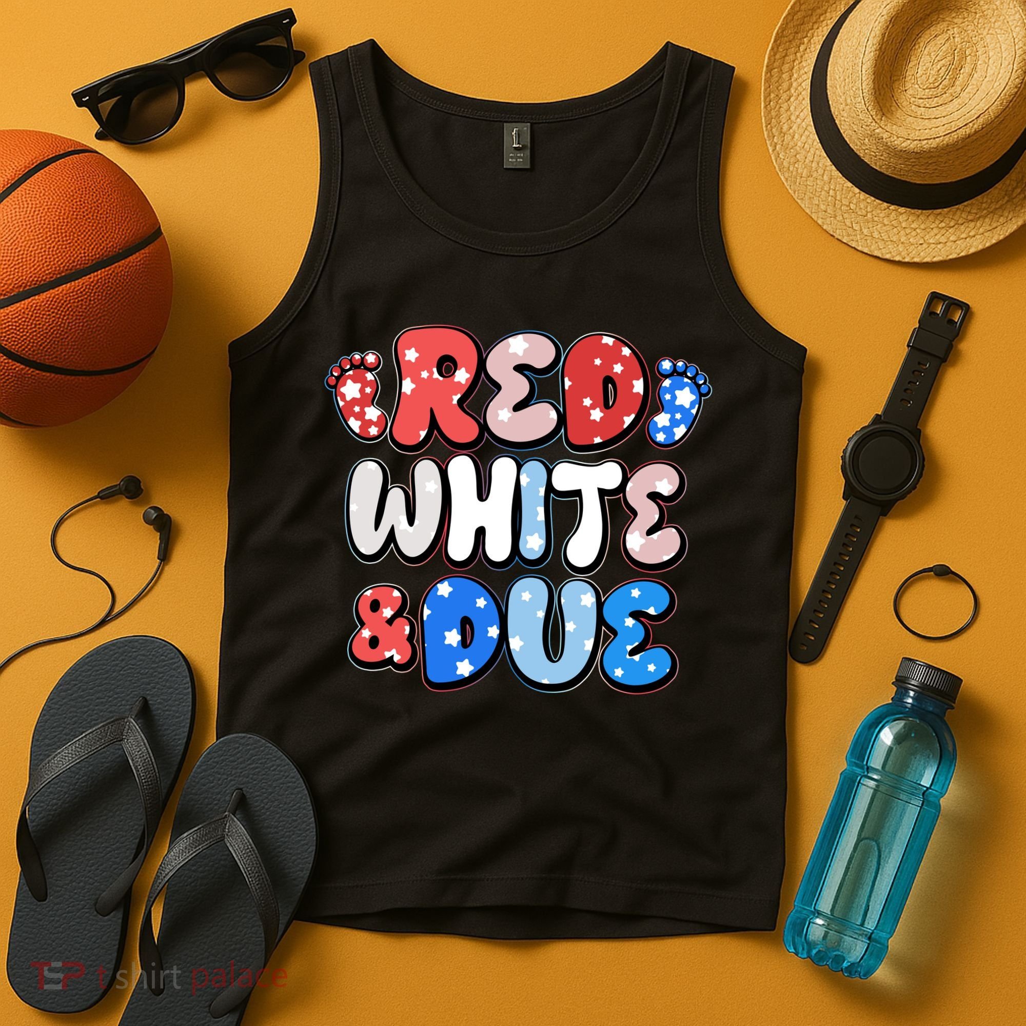 Cute Patriotic Red White And Due New Baby Tank Top