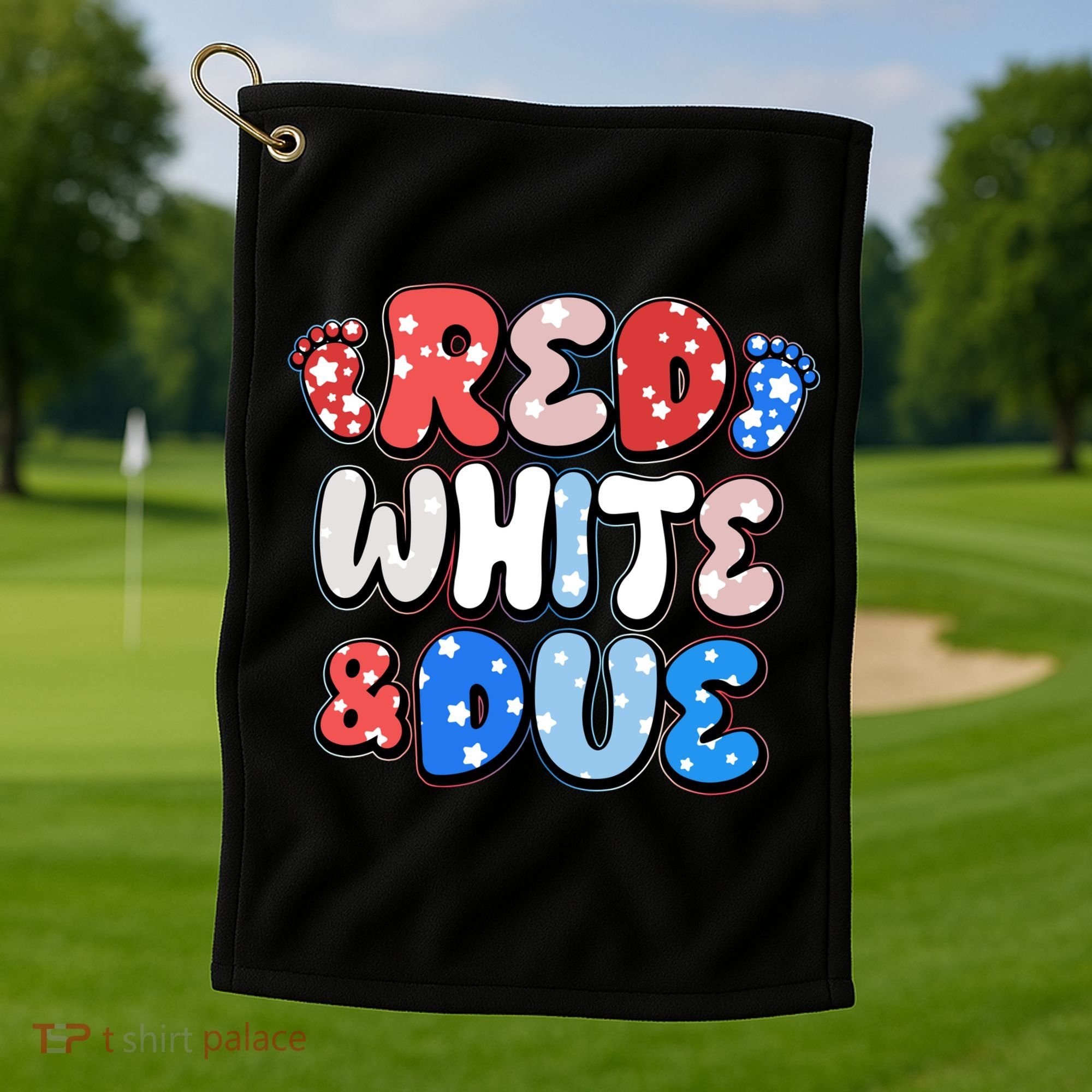 Cute Patriotic Red White And Due New Baby Golf Towel