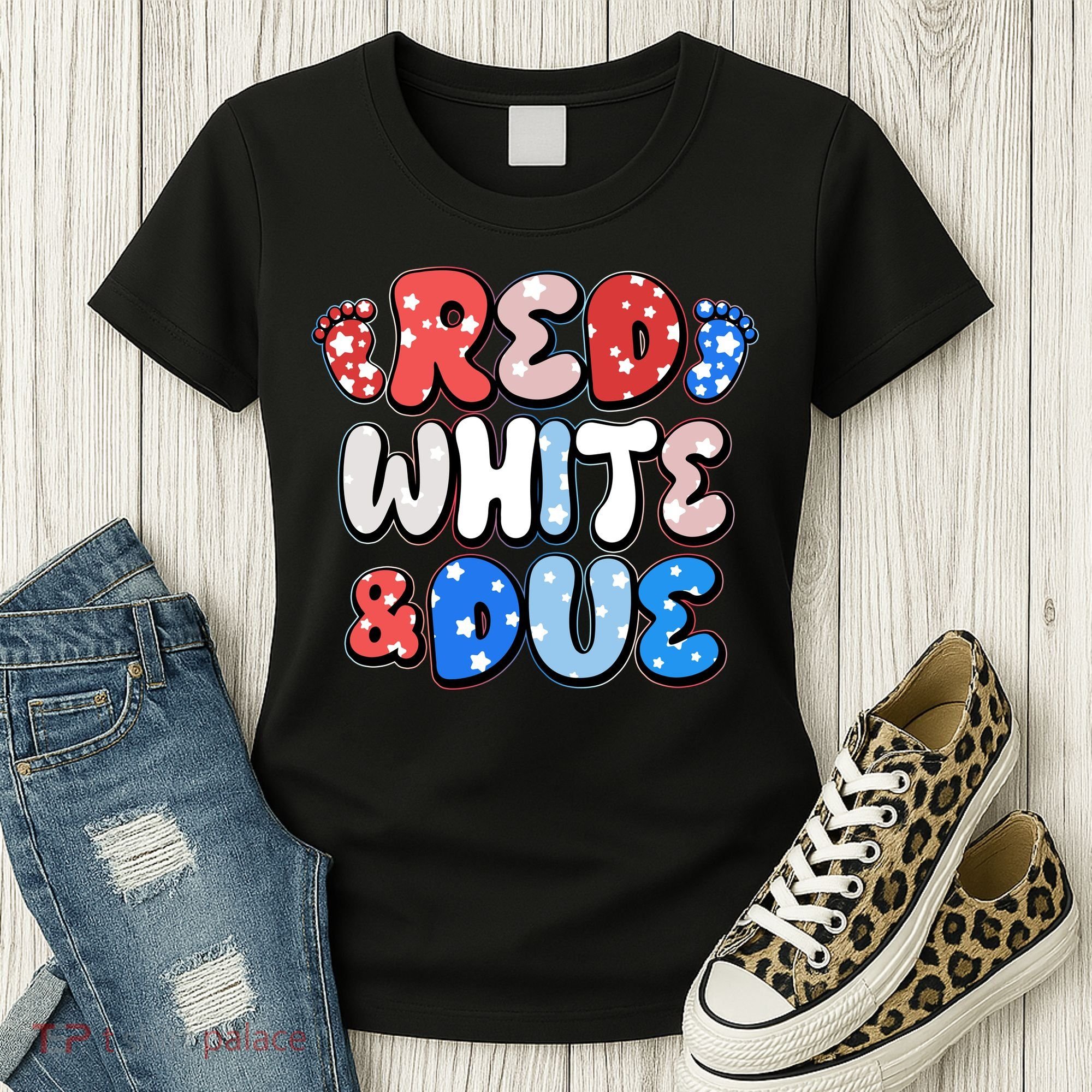 Cute Patriotic Red White And Due New Baby Women's T-Shirt
