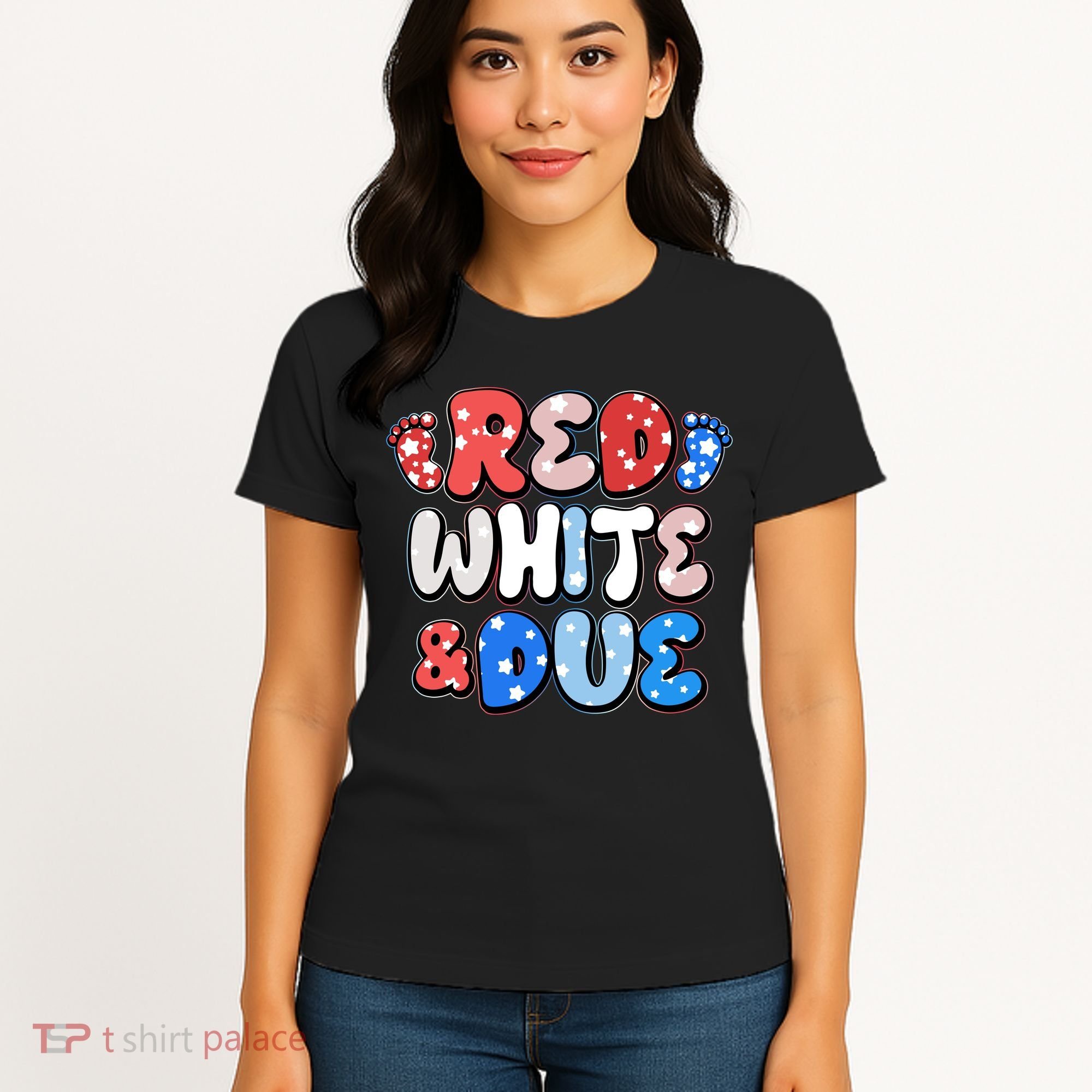 Cute Patriotic Red White And Due New Baby Women's T-Shirt