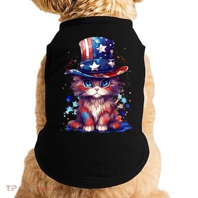 Cute Patriotic Red White And Blue Kitten Cat Doggie Tank