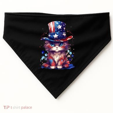 Cute Patriotic Red White And Blue Kitten Cat USA-Made Doggie Bandana