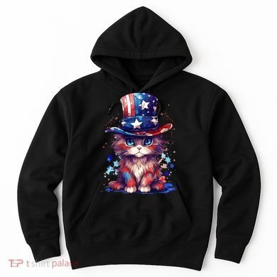 Cute Patriotic Red White And Blue Kitten Cat Hoodie