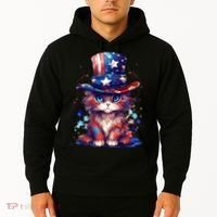 Cute Patriotic Red White And Blue Kitten Cat Hoodie thumb 2