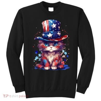 Cute Patriotic Red White And Blue Kitten Cat Sweatshirt