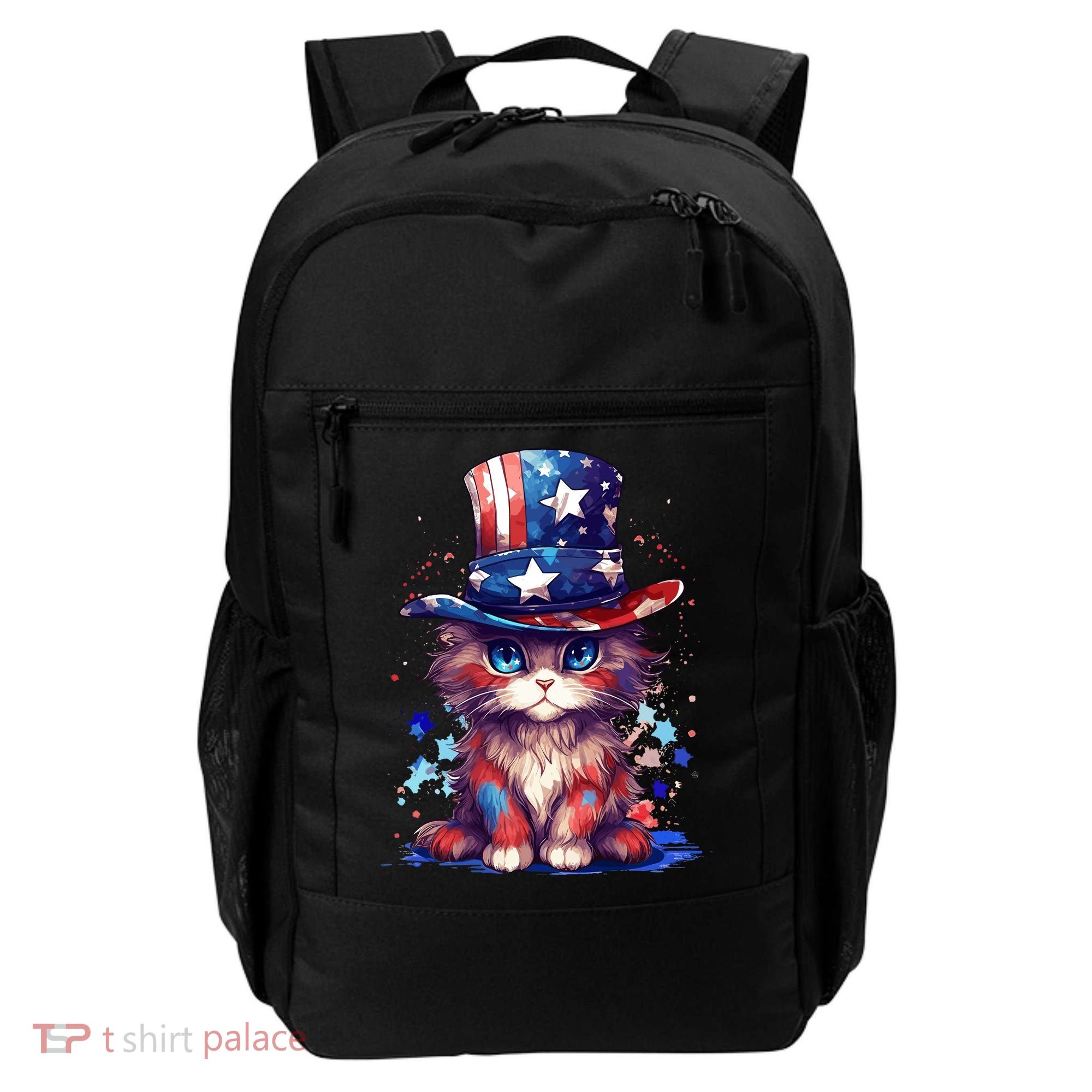 Cute Patriotic Red White And Blue Kitten Cat Backpack