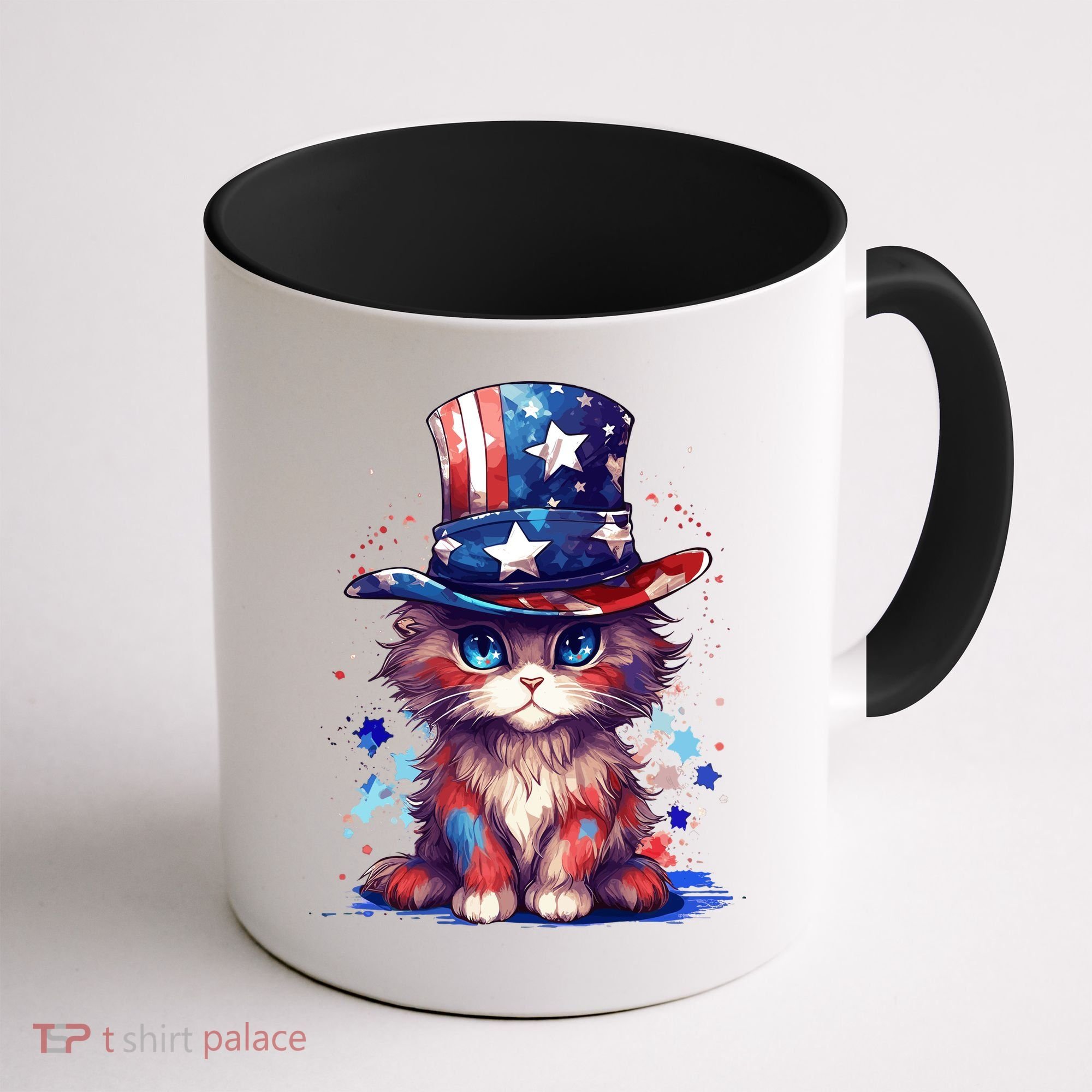Cute Patriotic Red White And Blue Kitten Cat Coffee Mug