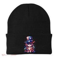 Cute Patriotic Red White And Blue Kitten Cat Beanie thumb 0