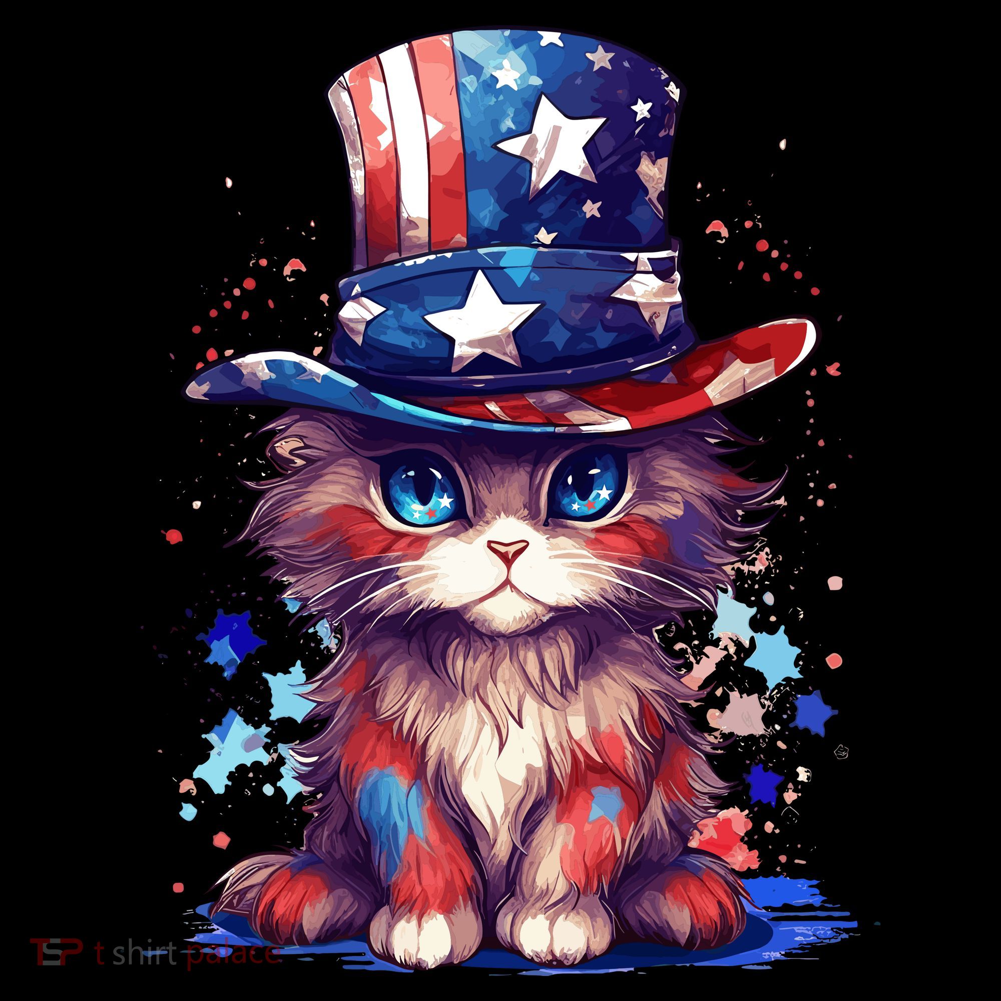 Cute Patriotic Red White And Blue Kitten Cat Coaster