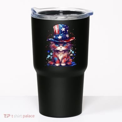 Cute Patriotic Red White And Blue Kitten Cat Tumbler