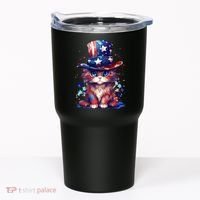 Cute Patriotic Red White And Blue Kitten Cat Tumbler thumb 0