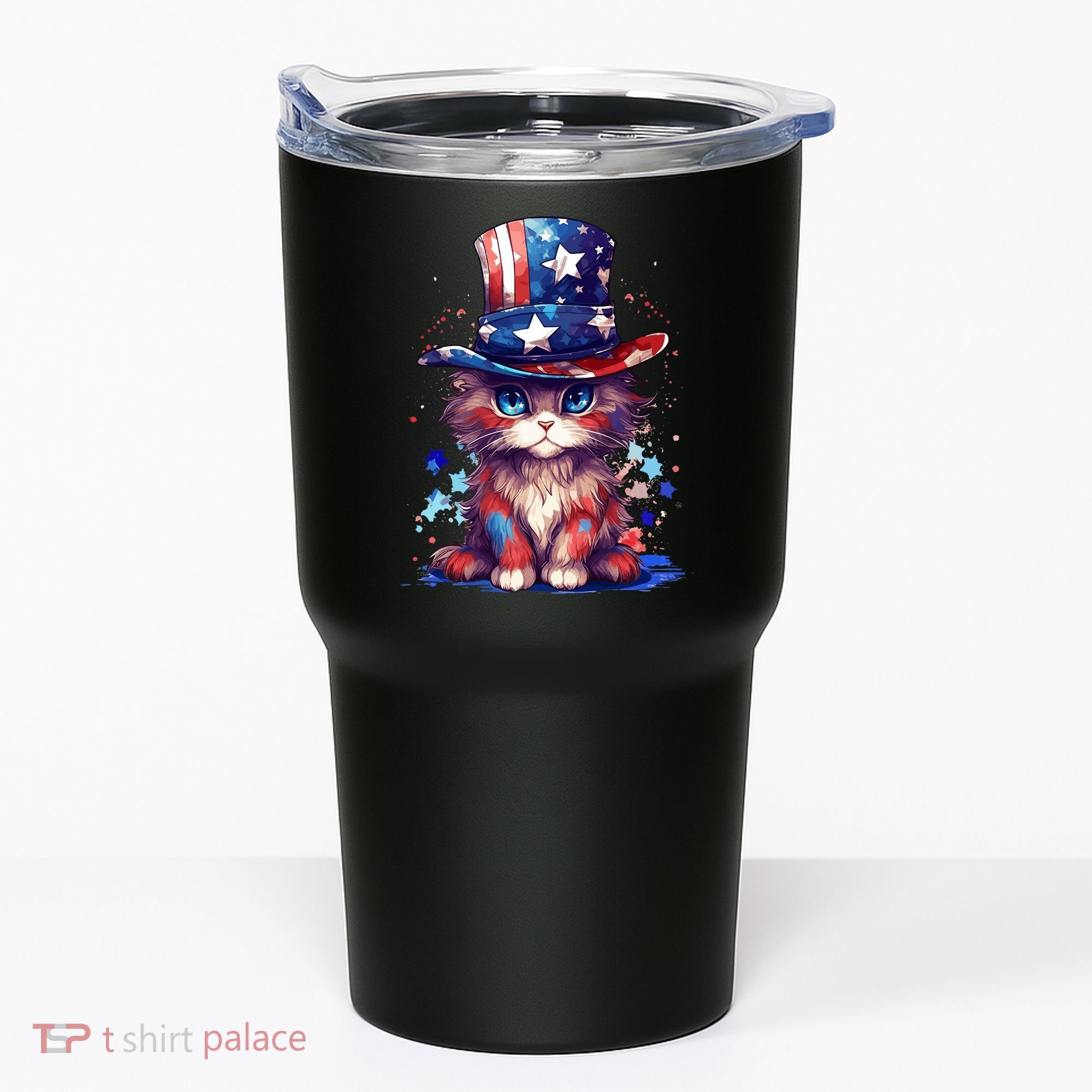 Cute Patriotic Red White And Blue Kitten Cat Tumbler