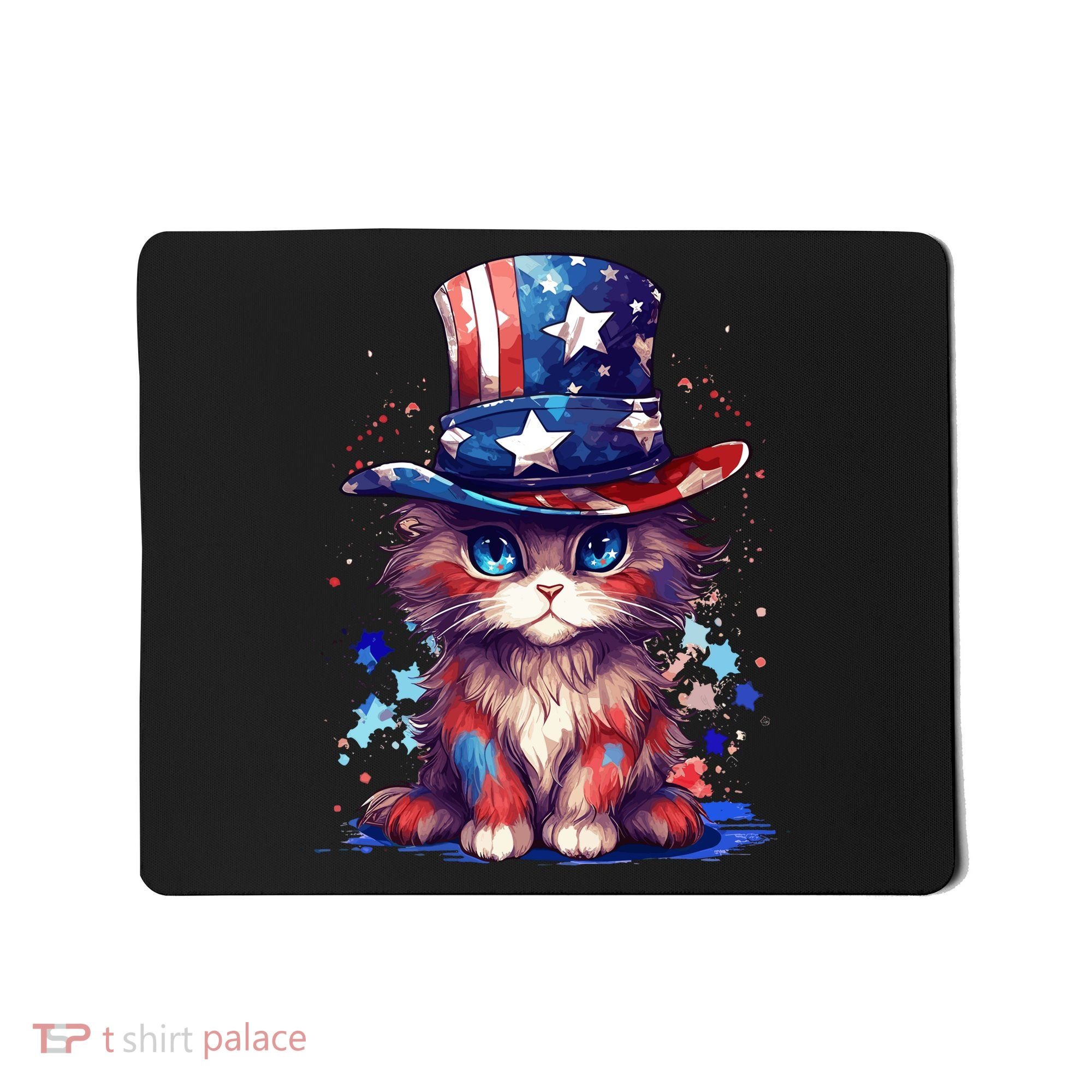 Cute Patriotic Red White And Blue Kitten Cat Mousepad
