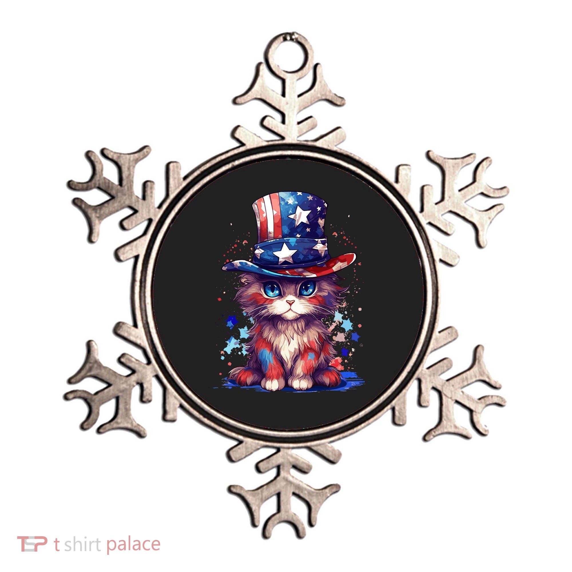 Cute Patriotic Red White And Blue Kitten Cat Ornament