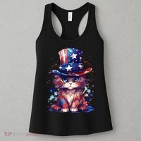Cute Patriotic Red White And Blue Kitten Cat Women's Tank Top thumb 3