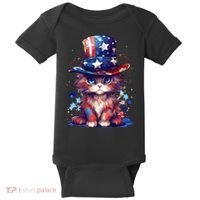 Cute Patriotic Red White And Blue Kitten Cat Baby Bodysuit thumb 0