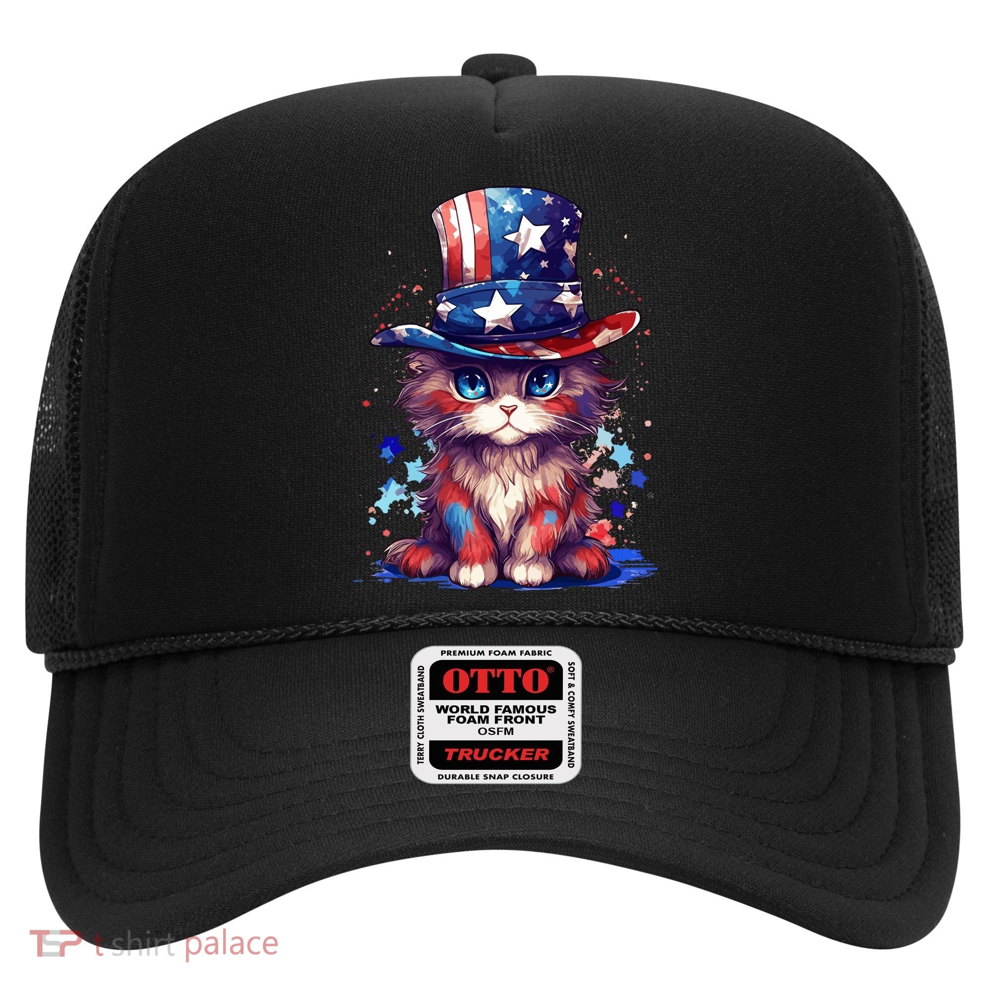 Cute Patriotic Red White And Blue Kitten Cat Hat