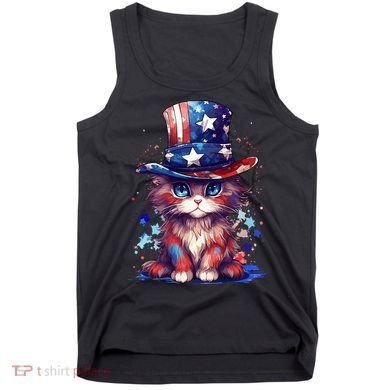 Cute Patriotic Red White And Blue Kitten Cat Tank Top