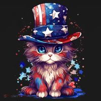 Cute Patriotic Red White And Blue Kitten Cat Tank Top thumb 6