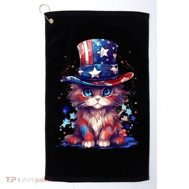 Cute Patriotic Red White And Blue Kitten Cat Golf Towel