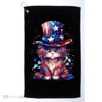 Cute Patriotic Red White And Blue Kitten Cat Golf Towel thumb 0