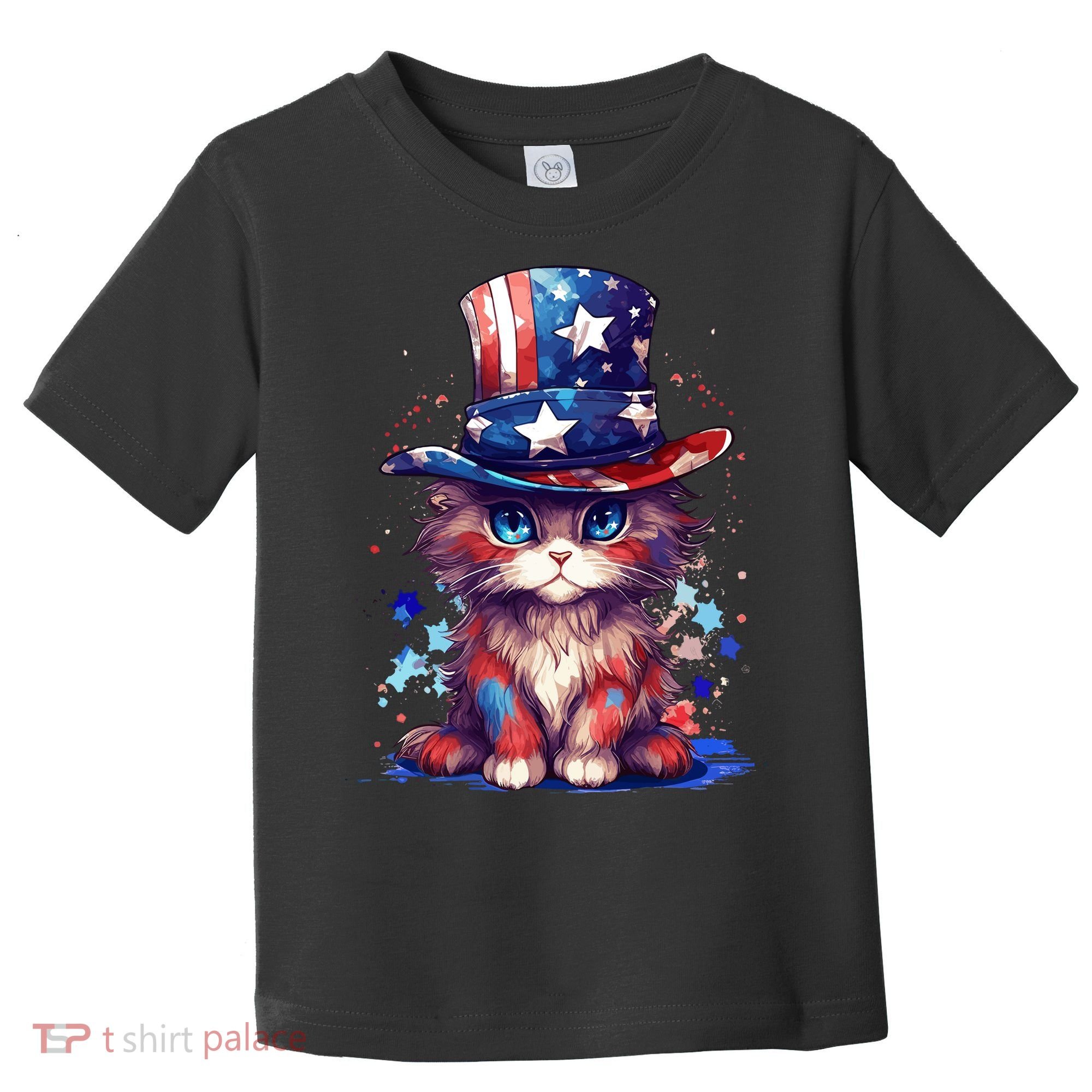 Cute Patriotic Red White And Blue Kitten Cat Toddler T-Shirt