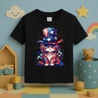 Cute Patriotic Red White And Blue Kitten Cat Toddler T-Shirt thumb 3