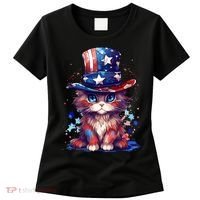 Cute Patriotic Red White And Blue Kitten Cat Women's T-Shirt thumb 0