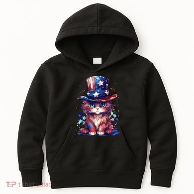 Cute Patriotic Red White And Blue Kitten Cat Kids Hoodie