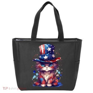 Cute Patriotic Red White And Blue Kitten Cat Tote Bag