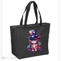 Cute Patriotic Red White And Blue Kitten Cat Tote Bag thumb 2