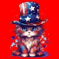 Cute Patriotic Red White And Blue Kitten Cat Santa Hat thumb 1
