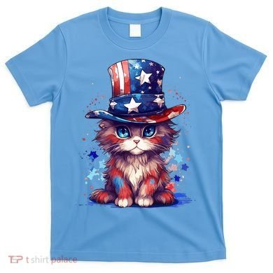 Cute Patriotic Red White And Blue Kitten Cat T-Shirt