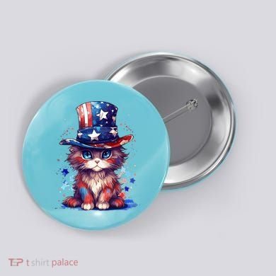 Cute Patriotic Red White And Blue Kitten Cat Button