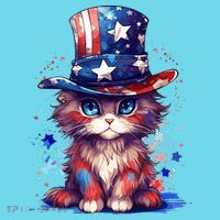 Cute Patriotic Red White And Blue Kitten Cat Kids Long Sleeve Shirt thumb 2