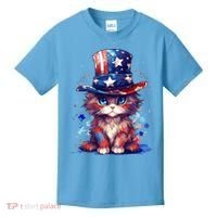 Cute Patriotic Red White And Blue Kitten Cat Kids T-Shirt thumb 0