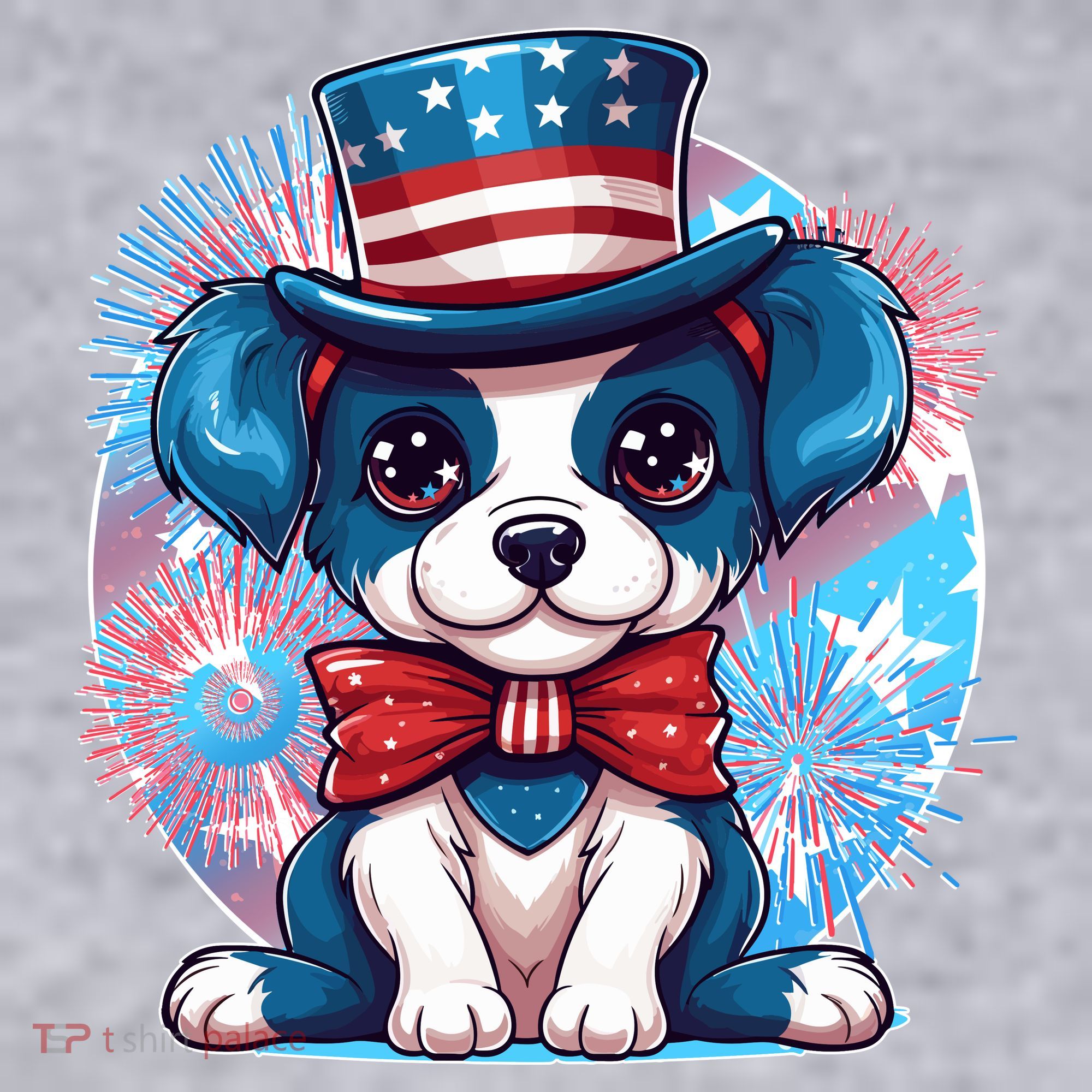 Cute Patriotic Red White And Blue Puppy Dog Women's Racerback Cropped Tank