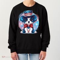 Cute Patriotic Red White And Blue Puppy Dog Women's Sweatshirt thumb 0