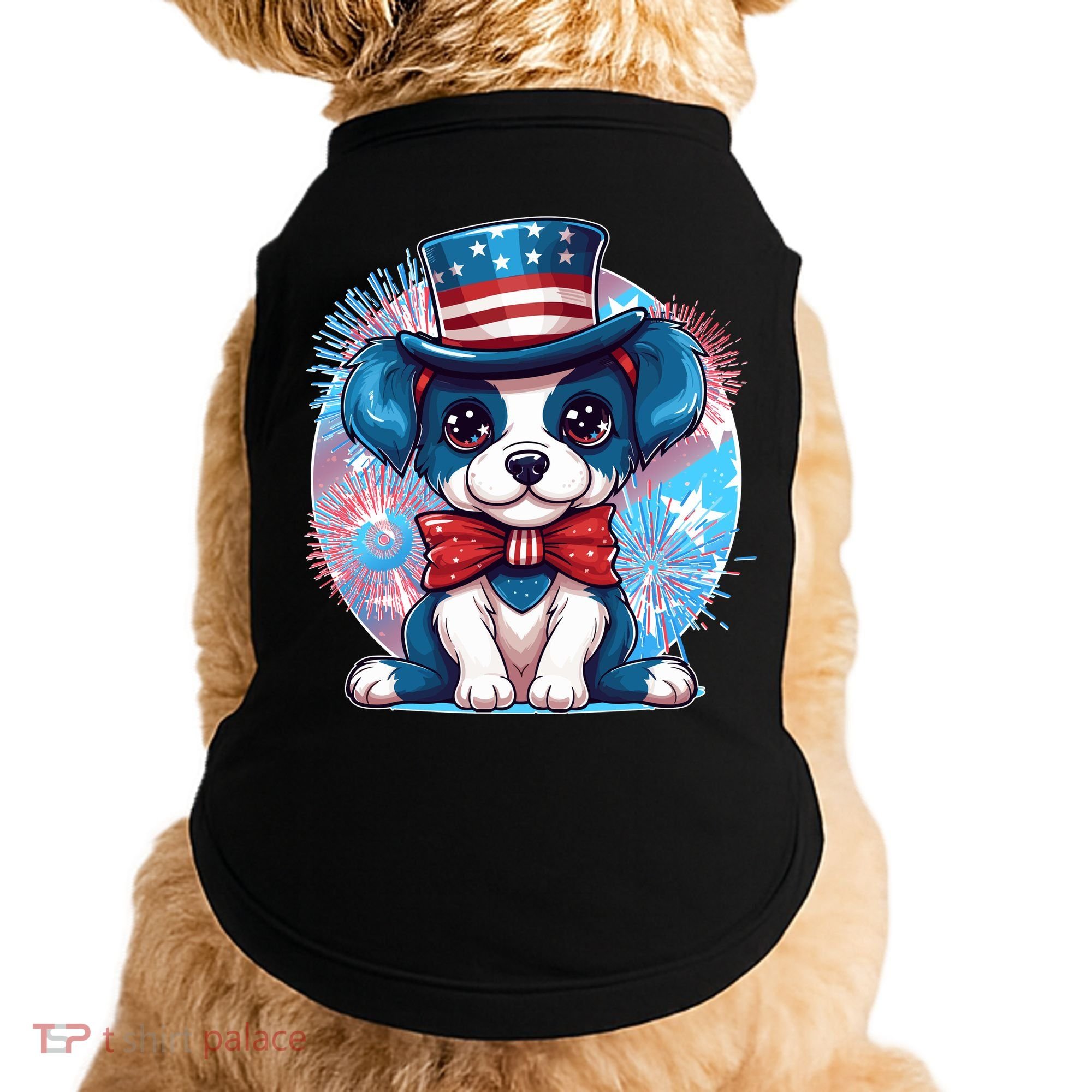 Cute Patriotic Red White And Blue Puppy Dog Doggie Tank