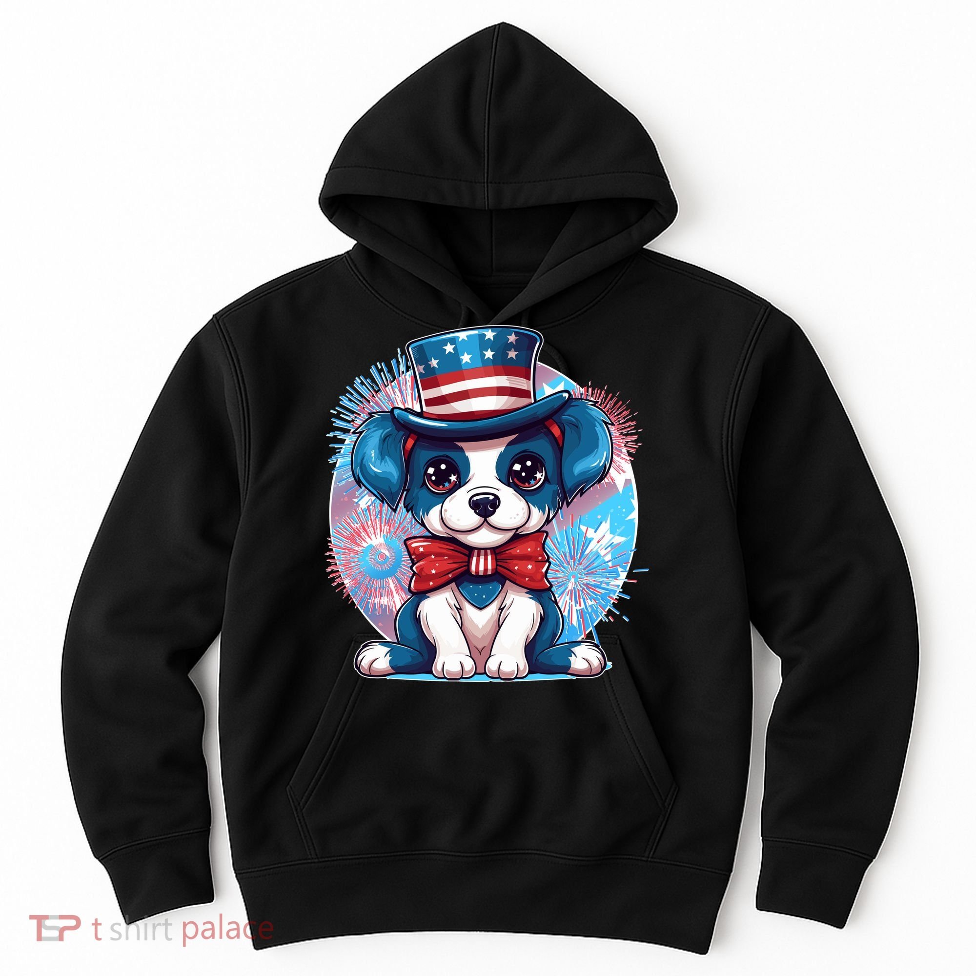 Cute Patriotic Red White And Blue Puppy Dog Hoodie