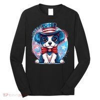 Cute Patriotic Red White And Blue Puppy Dog Long Sleeve Shirt thumb 0