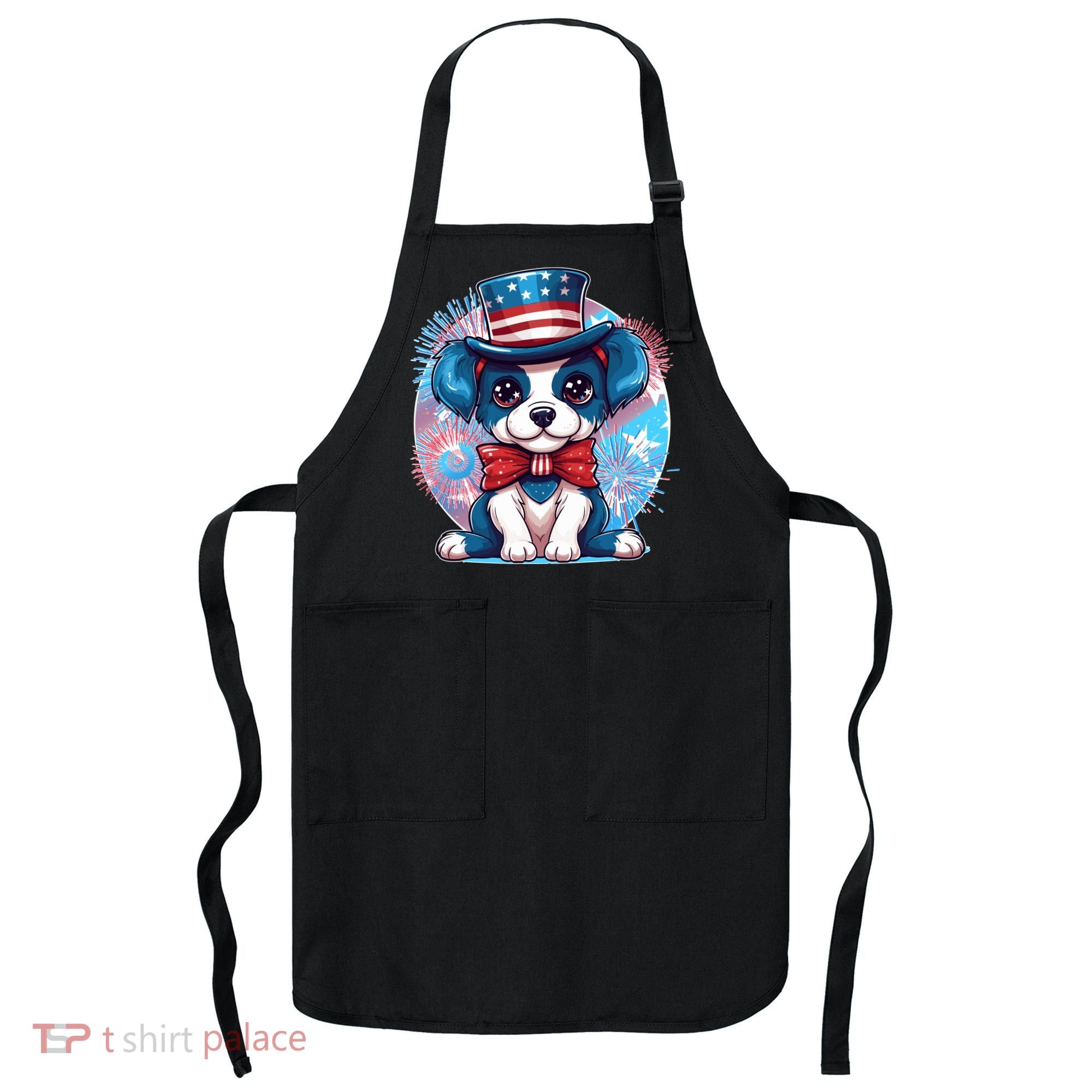 Cute Patriotic Red White And Blue Puppy Dog Apron