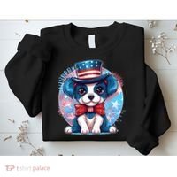 Cute Patriotic Red White And Blue Puppy Dog Sweatshirt thumb 2