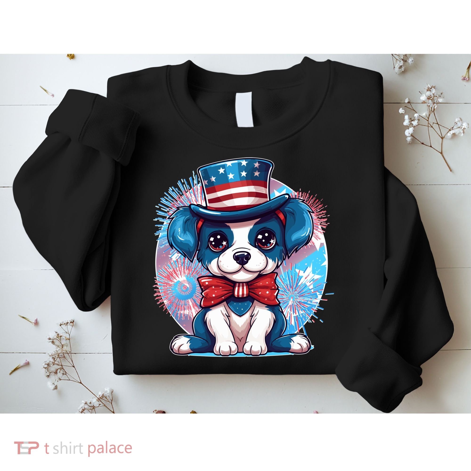 Cute Patriotic Red White And Blue Puppy Dog Sweatshirt