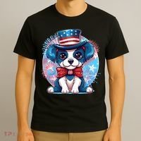 Cute Patriotic Red White And Blue Puppy Dog T-Shirt thumb 3