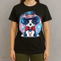 Cute Patriotic Red White And Blue Puppy Dog T-Shirt thumb 4