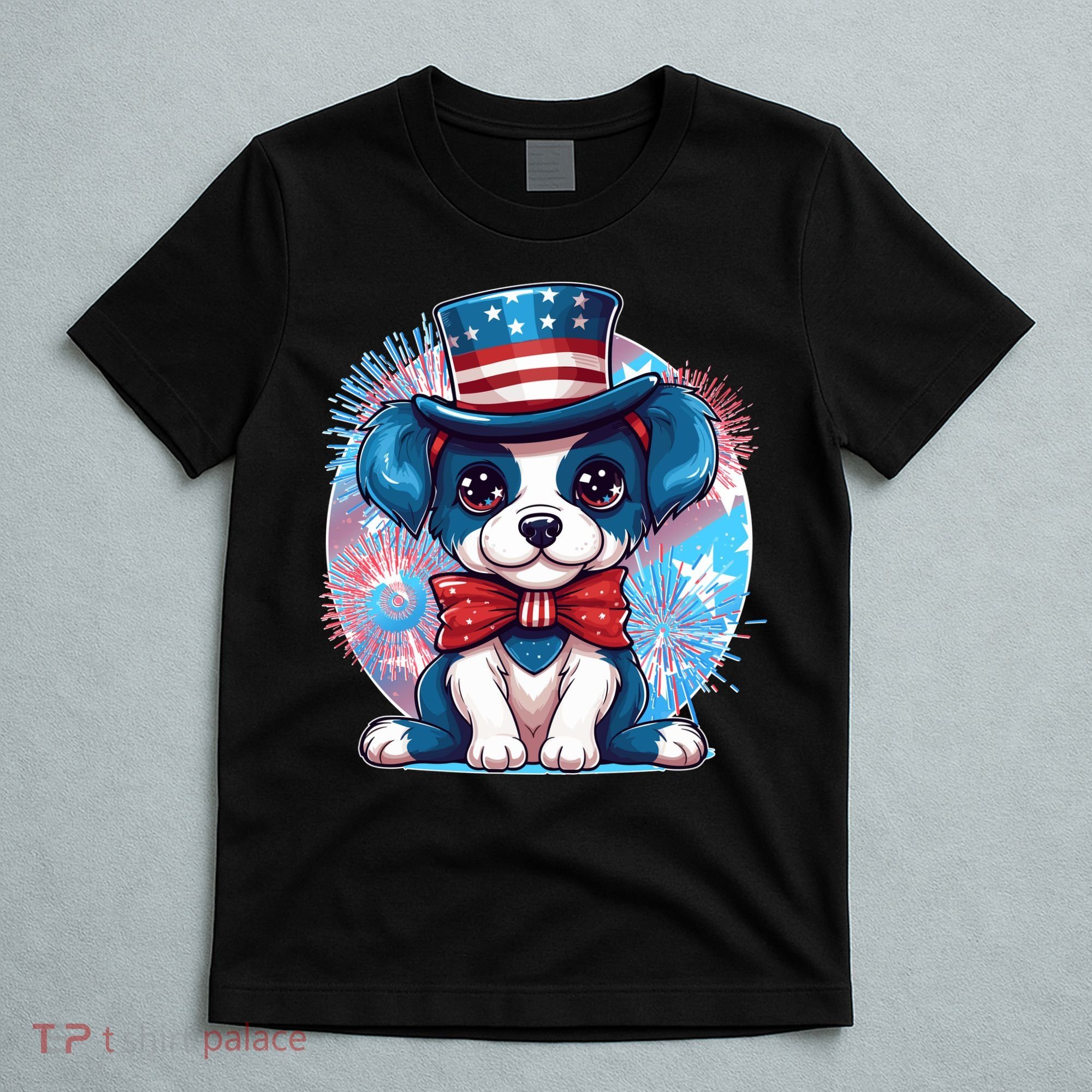 Cute Patriotic Red White And Blue Puppy Dog T-Shirt