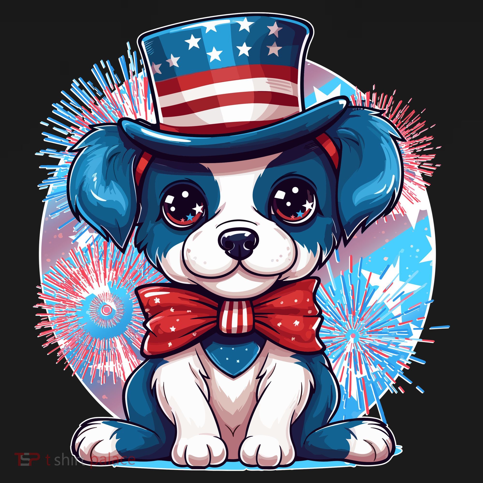 Cute Patriotic Red White And Blue Puppy Dog T-Shirt